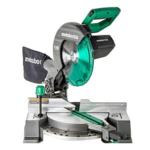 Metabo HPT 10-Inch Single Bevel Compound Miter Saw, 15-Amp Power Saw with Xact Cut Shadow Line C10FCG2 $99