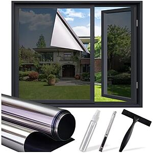[Prime] $5.36* | 17.5" x 78.7" One Way Privacy Window Film & Reflective Sun Blocking Window Tint at Amazon