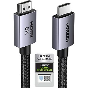 6.6' UGREEN 8K HDMI 2.1 Cable (48Gbps 4K@240Hz) $8.54 + Free Shipping w/ Prime or on $35+