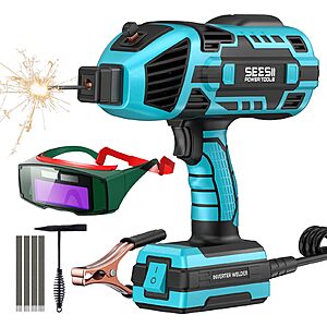 Seesii Portable Welder Handheld, 110V 120A Portable Welding Machine with Goggles & Chipping Hammer $33.99
