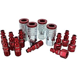 [Prime] $11.83* | 14-Piece 1/4" NPT Milton S-314MKIT ColorFit Coupler & Plug Kit (M-Style, Red) at Amazon