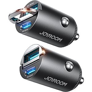 [Prime] 2-Pack JOYROOM up to 125W Dual-Port USB-C/USB-A Car Chargers w/ Mini Flush Fit & Pull Ring $10.78 + Free Shipping