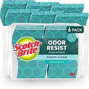 [Prime] 6-Count Scotch-Brite Odor Resist Heavy Duty Scrub Sponge 2 for $9.27 ($4.63 each) w/ S&S + Free Shipping