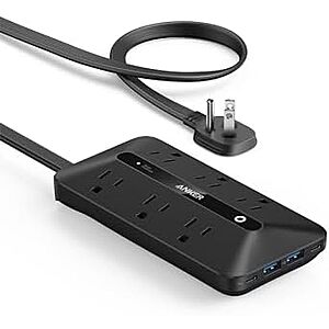 [Prime] $19.99* | 5' Anker Flat Plug Power Strip w/ 6x AC & 4x USB at Amazon