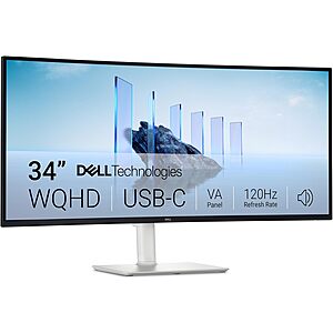 [Prime] Dell 34" 3440x1440 120Hz Curved USB-C Monitor w/ VA Panel & AMD FreeSync Premium (S3425DW) $329.99 + Free Shipping