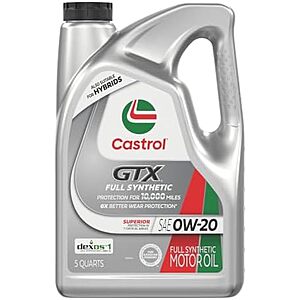 [Prime, SnS] $19.35* | 5-Qt Castrol GTX Full Synthetic 0W-20 Motor Oil at Amazon