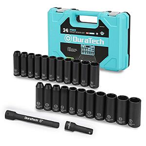 [Prime] 24-Pc Duratech 1/2" Impact Socket Set w/ Extension Bars (Metric & SAE) $22.94 + Free S&H at Amazon