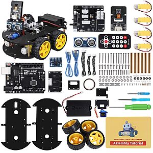 Prime Members: ELEGOO UNO R3 Smart Robot Car Kit V4 for Arduino Robotics for Kids Ages 8-12 12-16, STEM Science Kits Coding Gifts $55.99