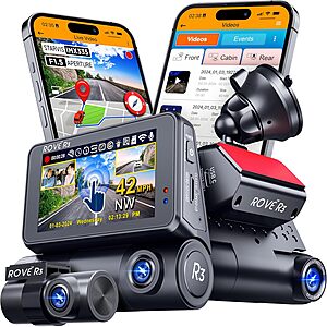 [Prime] ROVE R3 3-Channel 1440P+1080P+1080P Front, Rear & Cabin Dash Cam w/ 3" IPS Touch Screen, IR Night Vision, 5GHz WiFi & Quad-Mode GPS $151.99 + Free Shipping