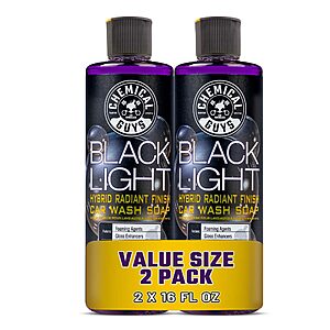 Prime, Chemical Guys Black Light Hybrid Radiant Finish Car Wash Soap and Superior Surface Cleanser 2 Pack (2 X 16 Fl. Oz.) - Gloss Enhancing pH Balanced, $13.03