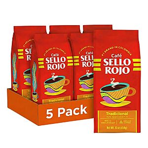 PRIME DAY $44.02 or less S&S Sello Rojo Tradicional Medium Roast Ground Coffee, 16 oz (Pack of 5)