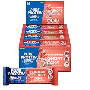 Prime, Pure Protein AMMMAZE Strawberry Shortcake Protein Bars (12 ct) 20g High Protein, No Added Sugar - Strawberry Meal Replacement Bar - $9.02