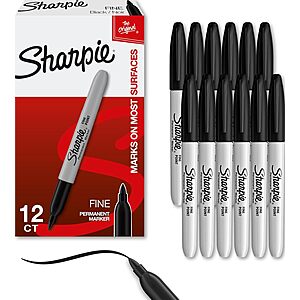 [Prime] 12-Count Sharpie Permanent Markers (Fine Tip, Black) $4.86 w/ S&S + Free Shipping