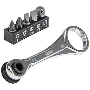 Klein Tools 65200 Ratchet Set, 5-Piece Mini Ratchet Set with Phillips, Slotted, and Adapter for Other Socket Sizes, For Tight Spaces, $13.71