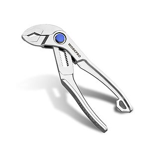 WORKPRO Mini Water Pump Pliers, 4-Inch Groove Joint Pliers, Fast Adjustable Tongue and Groove Pliers w/15-Position Push-Lock $13.53