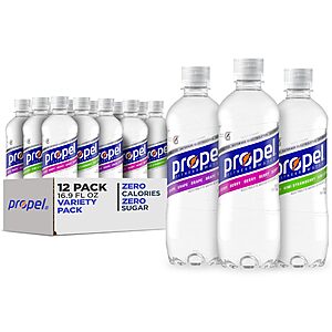 Prime, Propel, 3 Flavor Variety Pack, Zero Calorie Sports Drinking Water with Electrolytes and Vitamins C&E, 16.9 Fl Oz (Pack of 12), $7.20