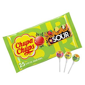 25-Count 10.5-Ounce Chupa Chups Sour Lollipops Variety Pack (Lemon, Strawberry & Apple) $2.89 w/ S&S + Free Shipping