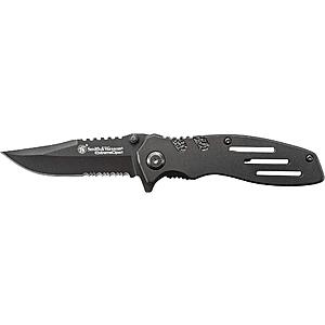 PRIME DAY $9.78 FS PRIME Smith & Wesson Accessories Extreme Ops SWA24S 7.1in S.S. Folding Knife with 3.1in Serrated Clip Point Blade and Aluminum Handle for Outdoor