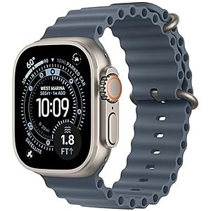[Resale, AC] $524.07 | Apple Watch Ultra 3 [GPS + Cellular 49mm] Running & Multisport Smartwatch w/Rugged Titanium Case w/Anchor Blue Ocean Band (Used - Like New) at Amazon