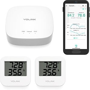 [Prime] YoLink Smart Temperature / Humidity Monitor w/ 2 Sensors + Hub $37.98 + Free S&H at Amazon