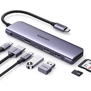 [Prime] UGREEN Revodok 7-in-1 USB-C Hub w/ 4K@60Hz HDMI, 100W PD, SD/TF Reader (Space Gray) $16.12 + Free Shipping