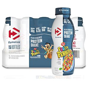 15-Pack 11.5 fl oz Dymatize Performance Protein Shake, 30g Protein (Fruity Pebbles) $16.14 w/ S&S + Free Shipping w/ Prime or on $35+