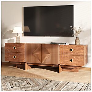 [Prime] 66" JOINICE Fluted Mid Century Modern TV Stand (Cherry, Fits TVs 65" to 75") $102.83 + Free S&H at Amazon