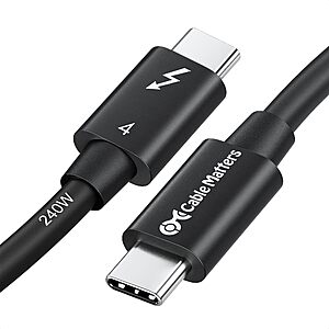 Cable Matters [Intel Certified] 40Gbps Thunderbolt 4 Cable 3.3ft with 8K Video and 240W Charging - 1m, Compatible with USB4, Thunderbolt 3 Cable and USB-C $23.99 @Amazon