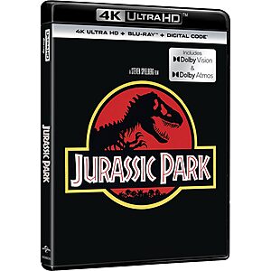Jurassic Park - 4K Ultra HD + Blu-ray + Digital (Dolby Vision + Dolby Atmos Version) $12.49 Amazon