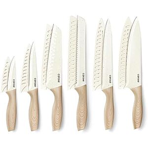 [Prime] $14.22* | 12-Piece Carote Granite Nonstick Ceramic Coated Stainless Steel Knife Set (White) at Amazon