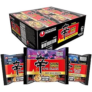 16-Pk 4.58-Oz Nongshim Premium Shin Ramyun Noodles: Gold $25.30, Black $24.99 w/ S&S