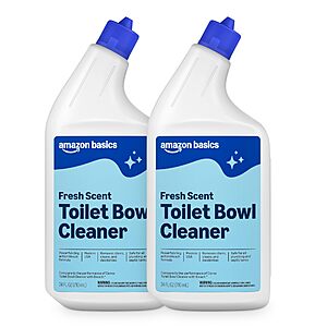$3.60 PRIME ONLY S&S Amazon Basics Toilet Bowl Cleaner with Cling Action Formula, Bleach, Fresh Scent, 24 Fl Oz, Pack of 2, Packaging May Vary