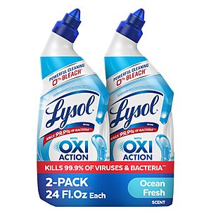 $3.53 S&S Lysol Toilet Bowl Cleaner Gel, For Cleaning and Disinfecting, Bleach Free, Ocean Fresh Scent, 24oz (Pack of 2)