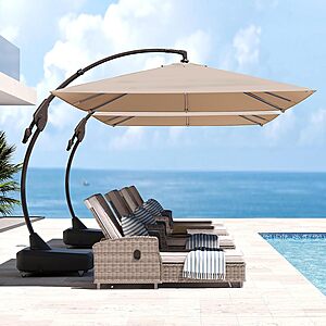 Grand patio 10x13 FT Outdoor Cantilever Umbrella with Base Large Aluminum Rectangle Offset Umbrella for Pool Garden (Champagne, 10x13 FT) $456 + Free Shipping $455.99
