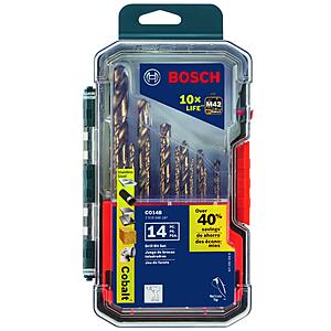 Prime, BOSCH CO14B 14-Piece Cobalt M42 Metal Drill Bits with Three-Flat Shank, $29.99, Amazon