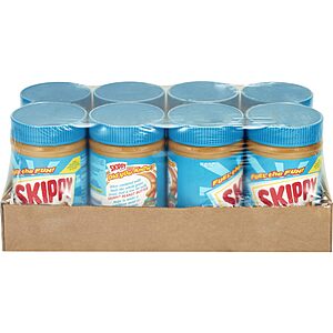 PRIME ONLY: $15.85 S&S SKIPPY Creamy Peanut Butter or Natural Creamy 8-Pack 15-16.3 oz Jars, Bulk Peanut Butter