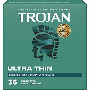 PRIME DAY $11.71 S&S 24 ct Trojan Ultra Thin Latex Lubricated Condoms for Men, Thin Condom