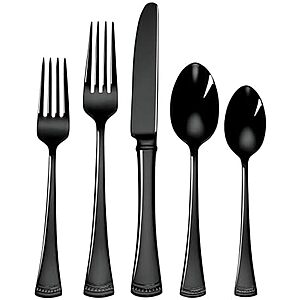 [Prime] $47.49* | 20-Piece Lenox Portola Black Stainless Steel Flatware Set at Amazon