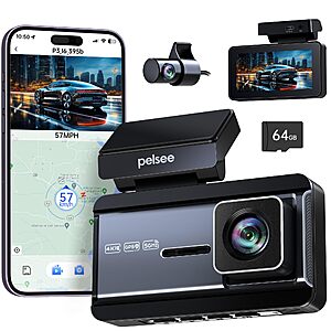 PRIME DAY: Pelsee P3 4K Dash Cam, 64GB SD Card, 4K+1080P Dual Dash Camera $49.99