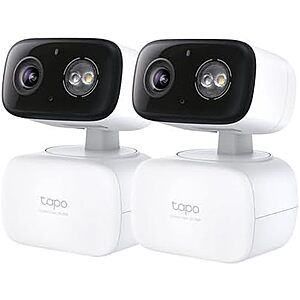 [Resale, AC] $35.61 | 2-pk Tapo HybridCam 360 2K 30 fps Pan/Tilt Wired Wi-Fi Security Cameras (white) (Used - Like New) at Amazon