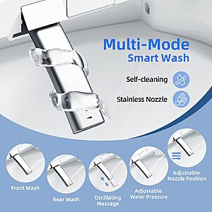 QMU Electric Bidet Toilet Seat Elongated, Heated Bidet Seat with Instant Warm Water, Warm Air Dryer, Self-Cleaning Stainless Steel Nozzle, Heated Seat, Soft Close $125.99