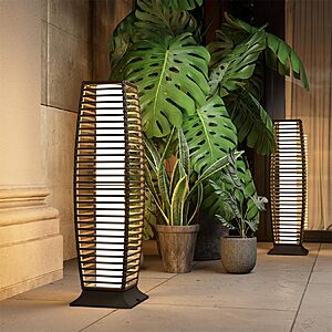 Grand patio Outdoor Floor Lamp Solar Powered Lantern Waterproof Wicker Boho Deck Lights $59.99