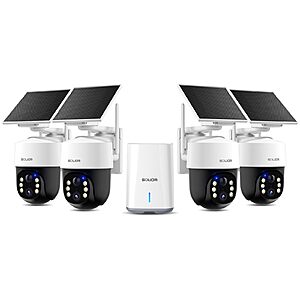 Prime Members: 4-Ct SOLIOM Solar-Powered 4K Outdoor Wireless Security Camera Kit $178.86