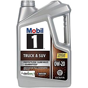 $20* | 5-Qt Mobil 1 Truck & SUV Full Synthetic Motor Oil (0W-20) at Amazon