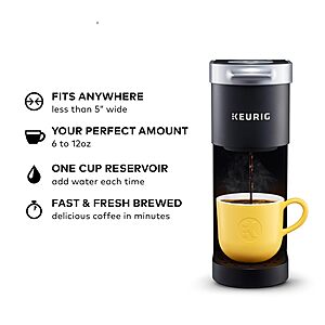 PRIME DEAL: $49 Keurig K-Mini Single Serve K-Cup Pod Coffee Maker, 6 to 12oz Brew size, get 10% back paying with PRIME VISA