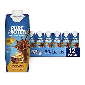 [Prime, SnS] $18.21* | 12-Pack 11-Oz Pure Protein Complete 30g Protein Shakes (Chocolate Peanut Butter) at Amazon