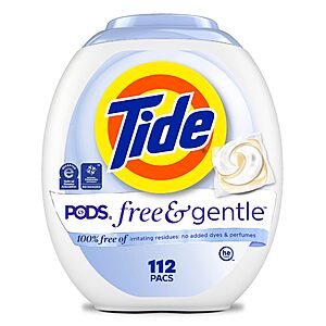 Tide Free and Gentle 0.16/load PLUS $15 credit with $50 purchase $18.12