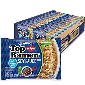 [SnS, AC] $5.40* | 24-Pack 3-Oz NISSIN Top Ramen Noodle Soup (Soy Sauce) at Amazon
