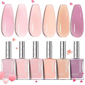 6-Count Beetles Nail Strengthener Quick Dry Velvet Glow Jelly Nail Polish Set $5.69 ($0.94 per bottle) w/ S&S + Free Shipping w/ Prime or on $35+