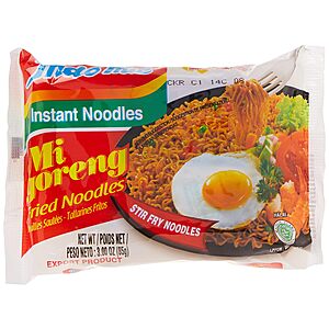 Indomie Mi Goreng Instant Stir Fry Noodles, Halal Certified, Original Flavor (Pack of 30)~$18.49 @ Amazon